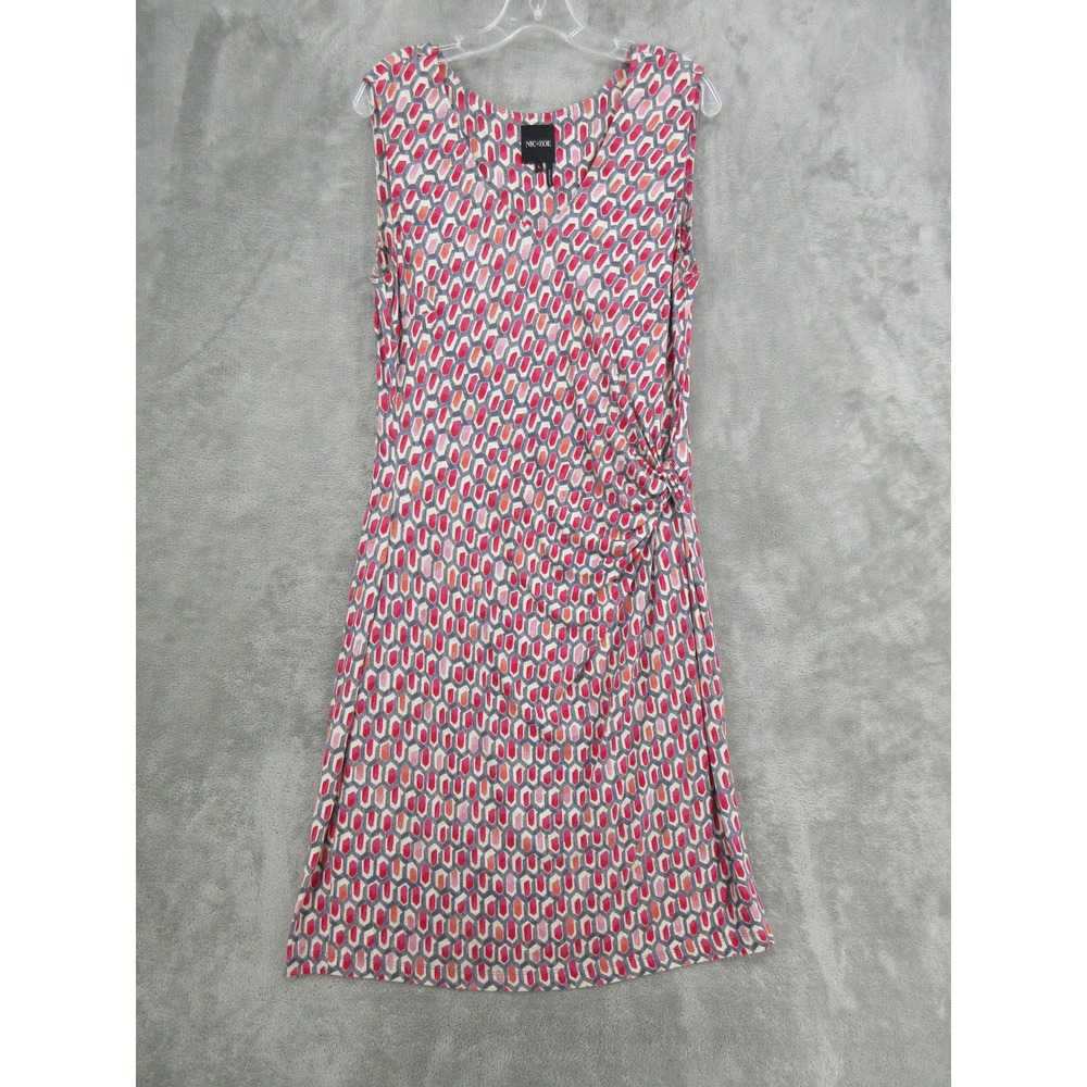 NIC+ZOE Dress Womens Size L Sheath Rushed Stretch Knit Abstract Artsy Comfort